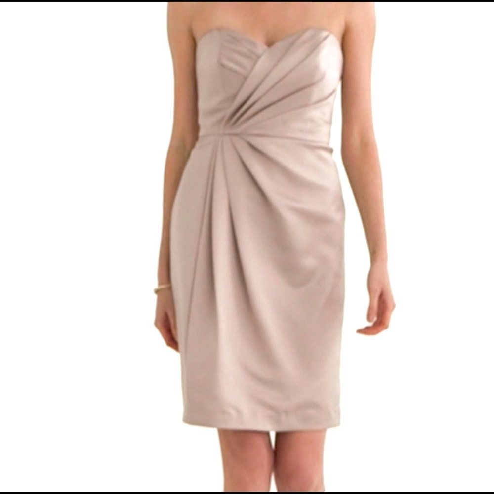 David’s Bridal Unaltered Champagne Strapless Bridesmaid Dress
